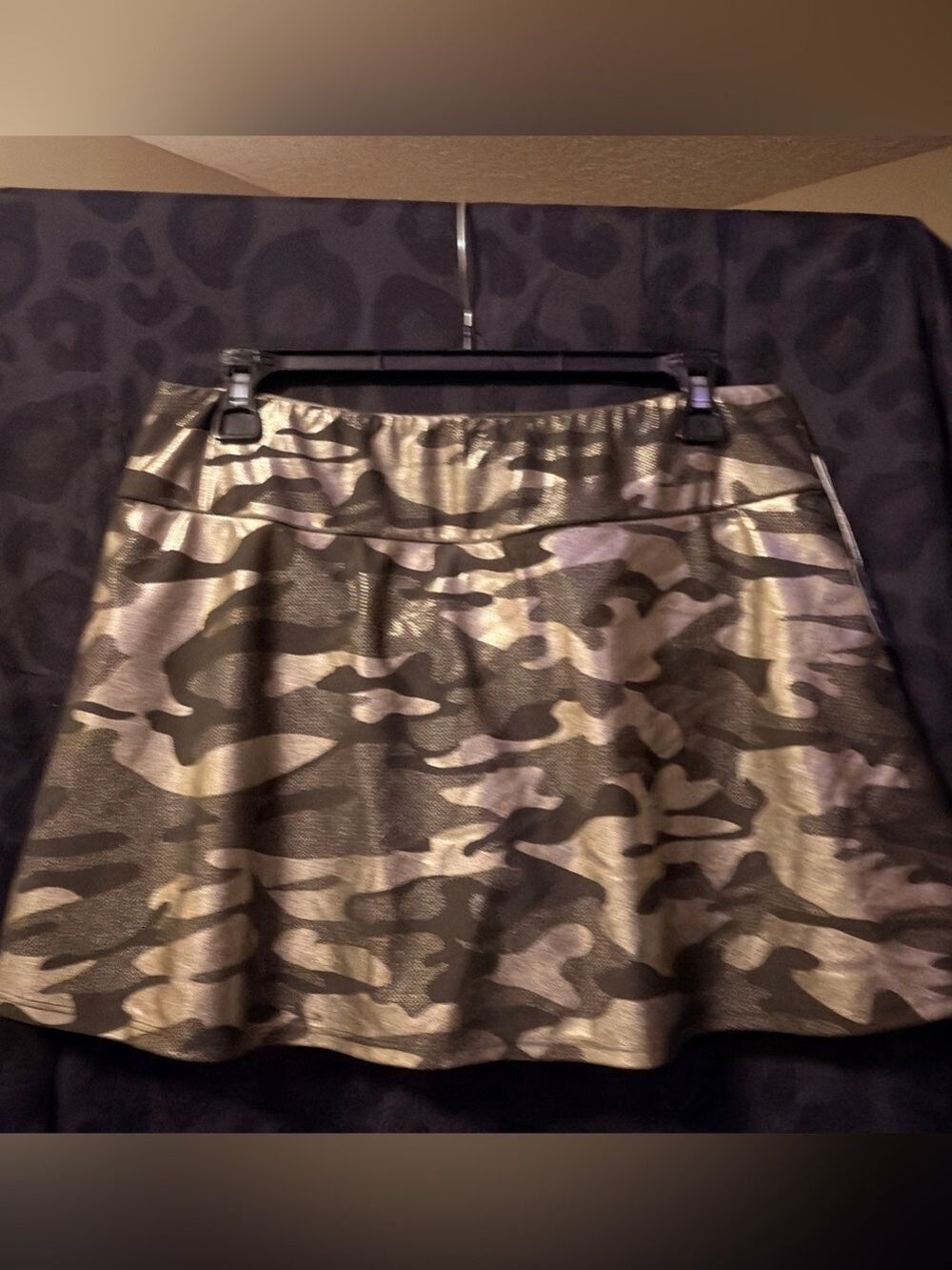 Metallic Olive Camo Circle Skirt - Women